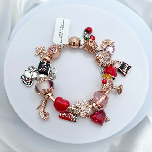 Linx Rose Gold Bracelet Love and Heart Themed Charms
